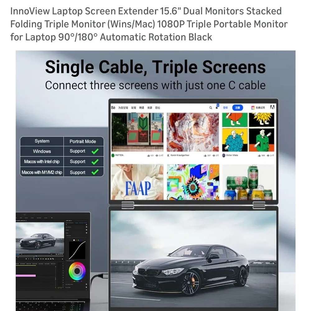 Black Laptop Screen Extender 15.6